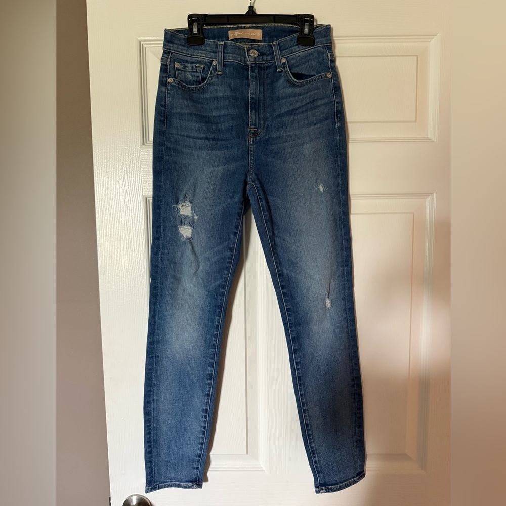 7 For All Mankind Luxe Vintage High Waist Ankle Skinny Jeans Size 26